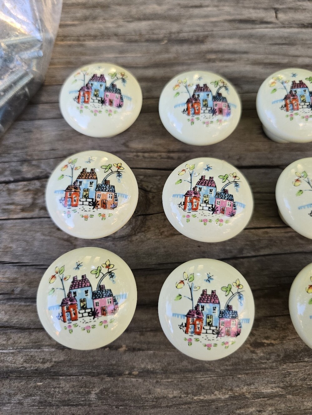 Vtg 80's Heartland Porcelain Japan Drawer Knob Set Cottagecore Rustic Farmhouse